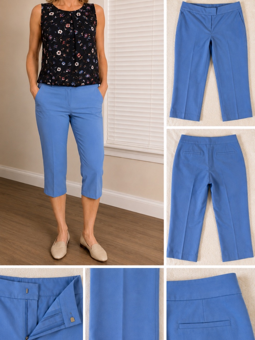 LOFT Blue Cropped Straight-Leg Pants